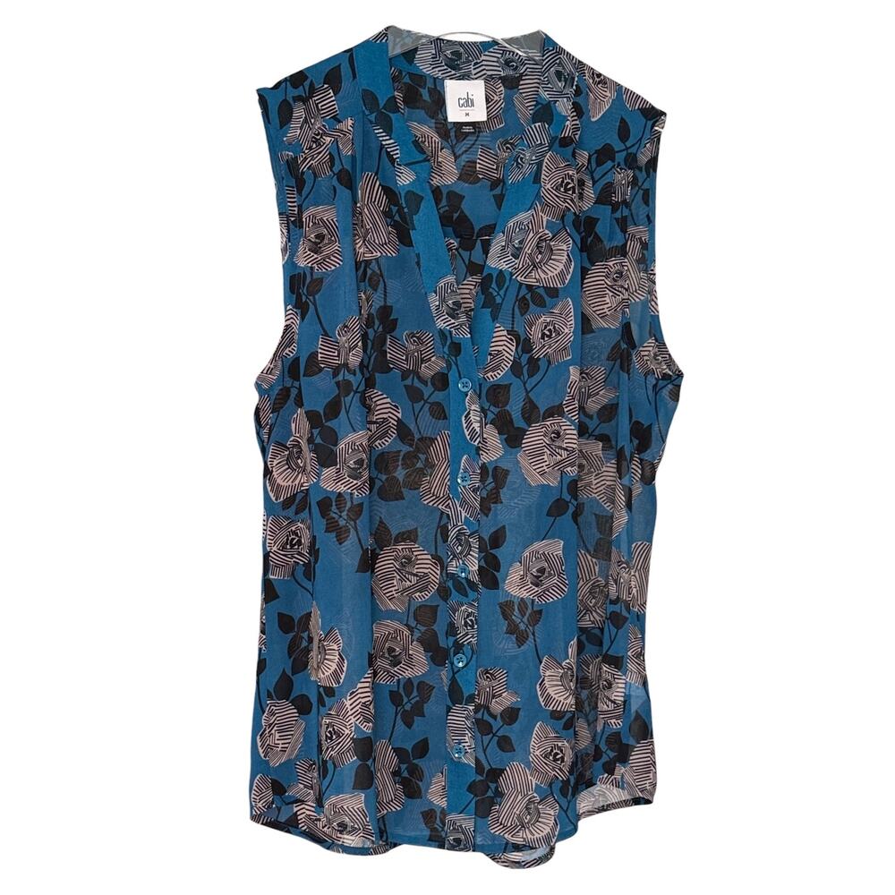 CAbi Sleeveless Teal Engrave Top Style 4180 M